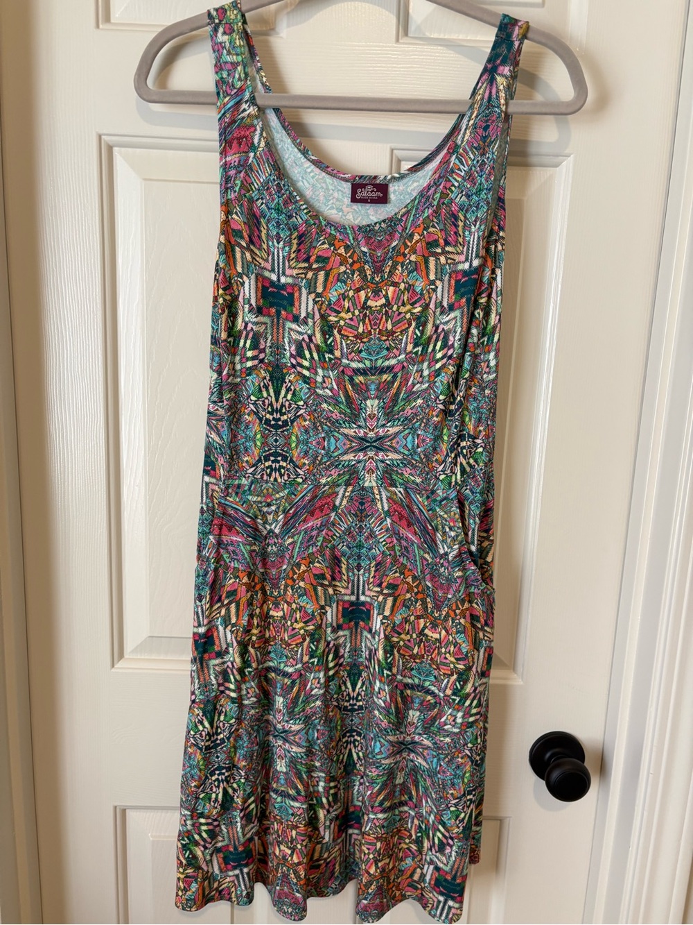 Sleeveless Multicolor Patterned Swing Dress